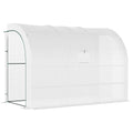 10 x 5 x 7 Outdoor Walk-In Greenhouse, Plant Nursery with Zippered Doors, PE Cover and 3 Wire Shelves, White