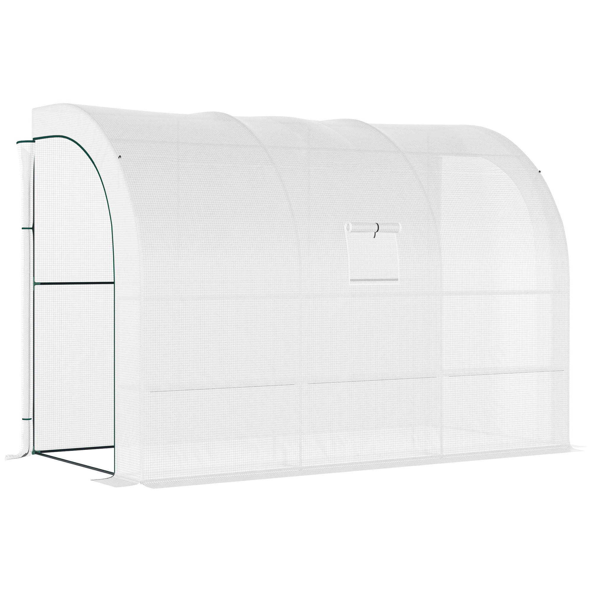 10 x 5 x 7 Outdoor Walk-In Greenhouse, Plant Nursery with Zippered Doors, PE Cover and 3 Wire Shelves, White