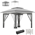 12 x 12 Pop Up Canopy Tent with Netting and Carry Bag, Instant Sun Shelter with 137 sq.ft Shade, Tents for Parties, Height Adjustable, for Outdoor, Garden, Patio, Gray