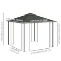 10' x 10' Metal Patio Gazebo, Double Roof Outdoor Gazebo Canopy Shelter With Tree Motifs Corner Frame And Netting, For Garden, Lawn, Backyard, And Deck, Gray