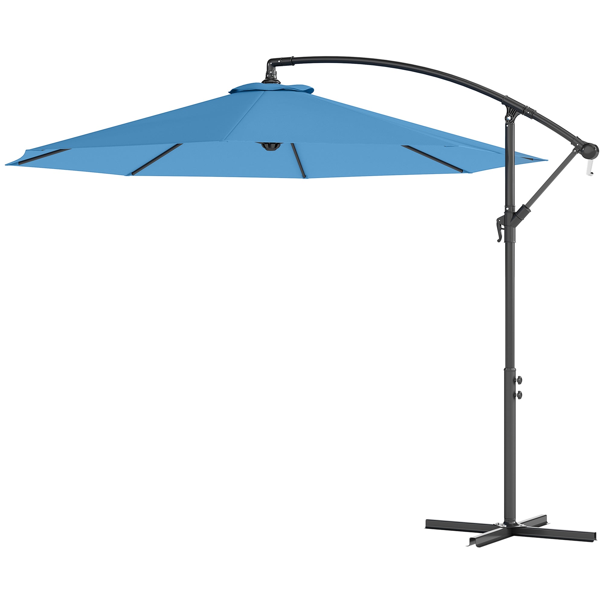 10 Cantilever Tilt Offset Patio Umbrella w/ UV & Water Safe Material & Cross Base (Weight Not Included), Blue
