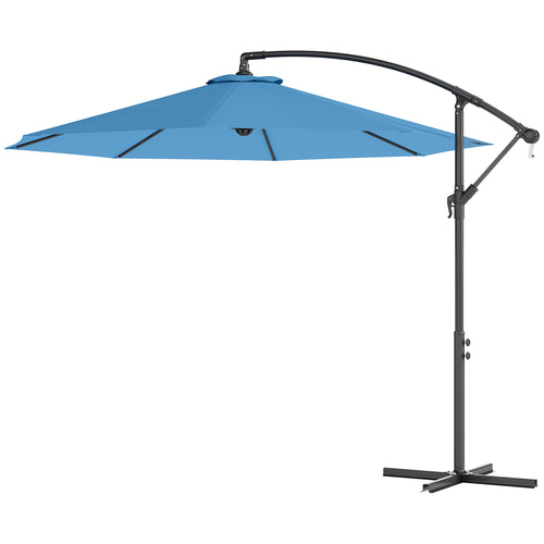 10 Cantilever Tilt Offset Patio Umbrella w/ UV & Water Safe Material & Cross Base (Weight Not Included), Blue
