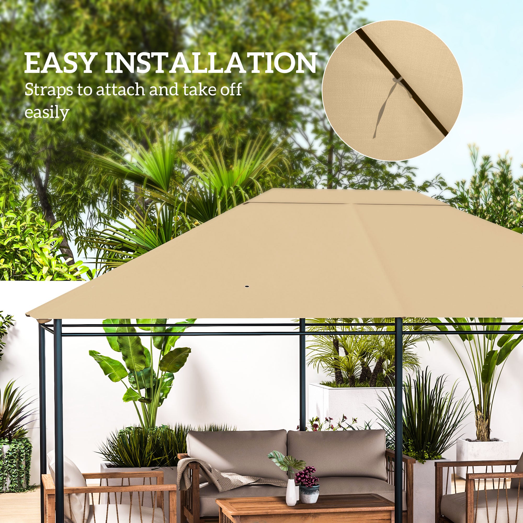 10 x 13 Gazebo Canopy Replacement Roof for 84C-116, Khaki image 5