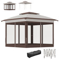 12 x 12 Pop Up Canopy Tent with Netting and Carry Bag, Instant Sun Shelter with 137 sq.ft Shade, Beige and Brown