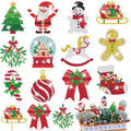 12Pcs Christmas Rhinestones Painting Kits Santa Claus Snowman Gingerbread Man Christmas Stockings Bows Design Rhinestones Art For DIY Art Garden Stake Decoratoin Enjoy Crafting Holiday Gifts