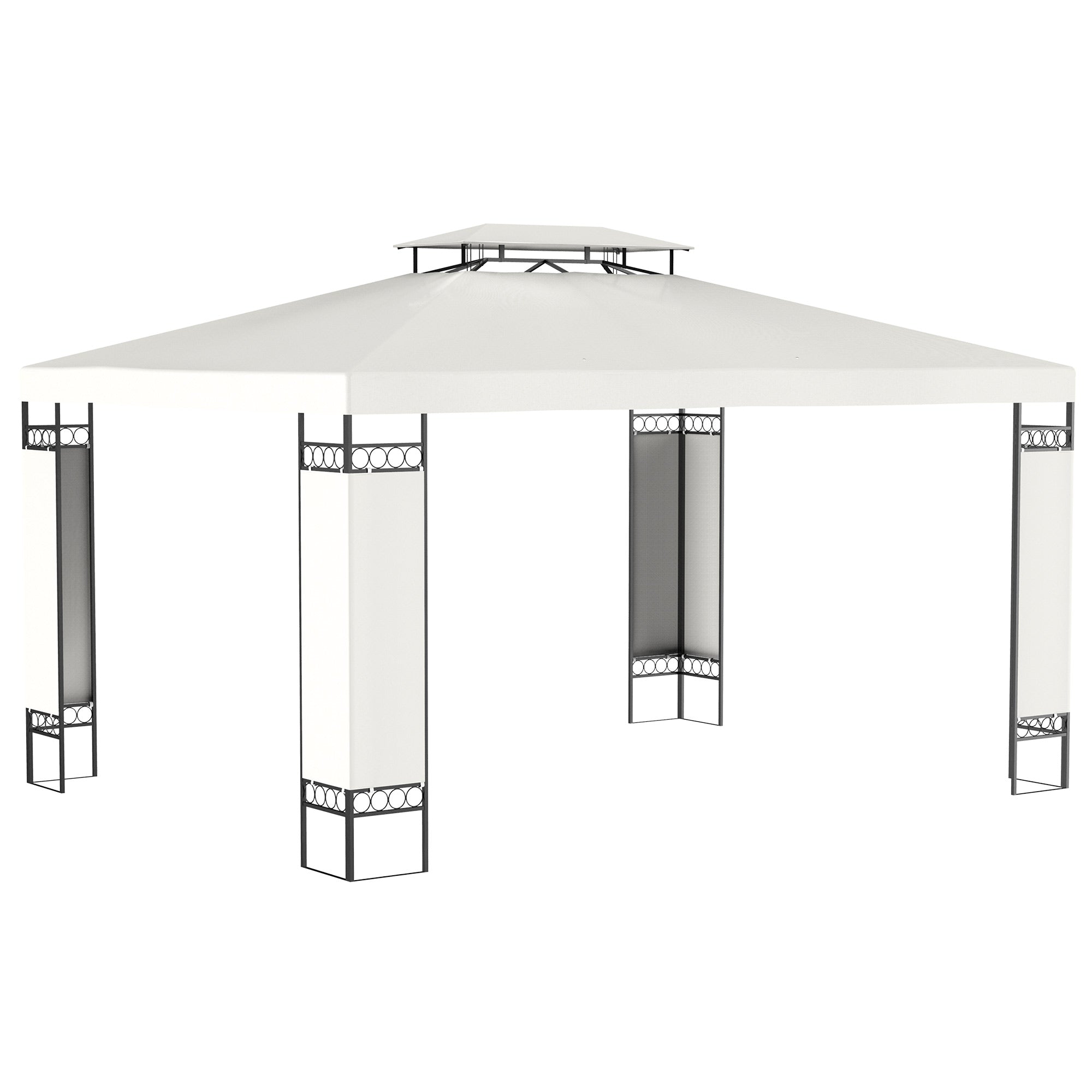 13 x 10 Patio Gazebo Outdoor Canopy Shelter w/ Double Vented Roof, Cream White