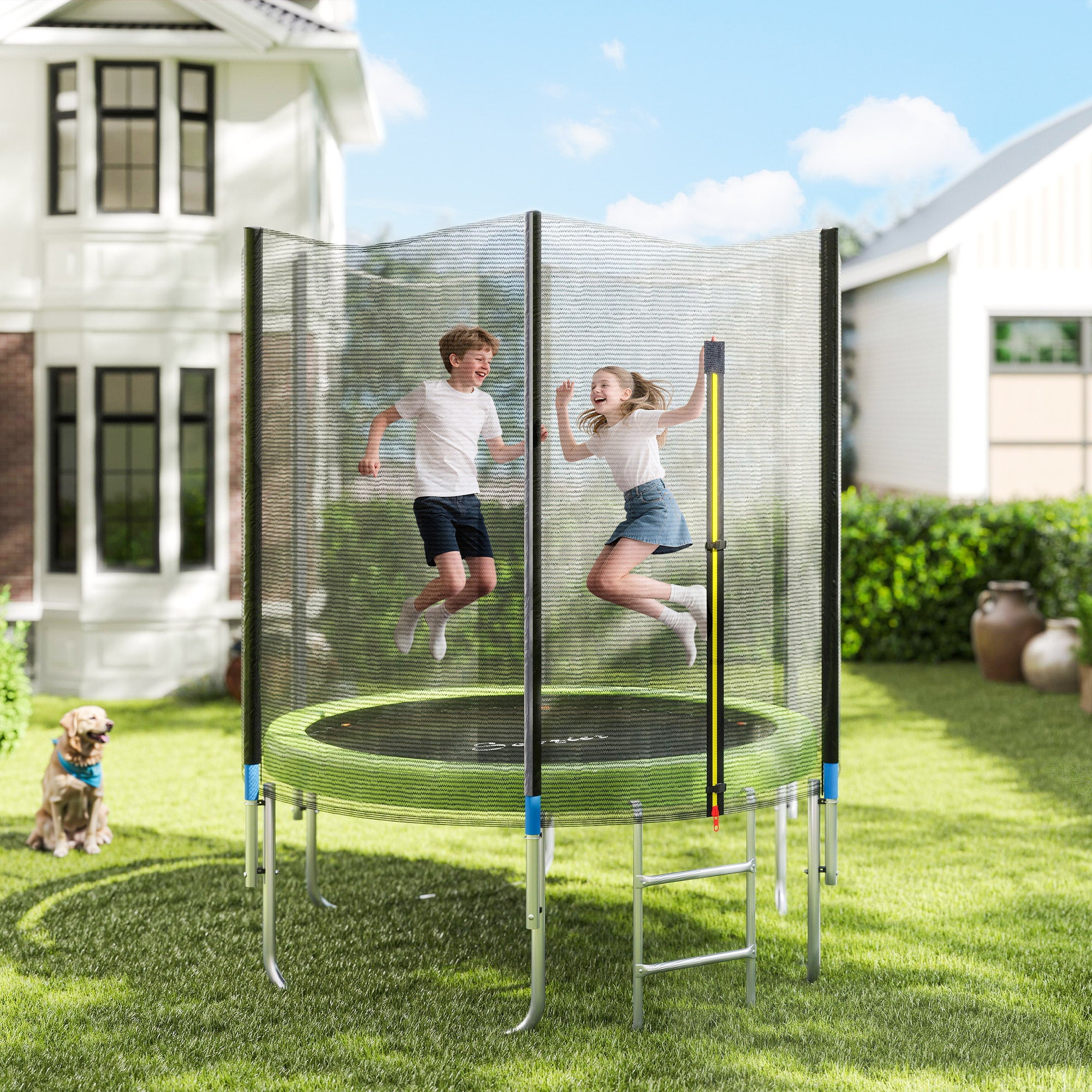 14FT Trampoline Spring Cover, Safety Trampoline Pad Replacement, Waterproof and Tear Resistant, All Weather Trampoline Accessories, Green image 2