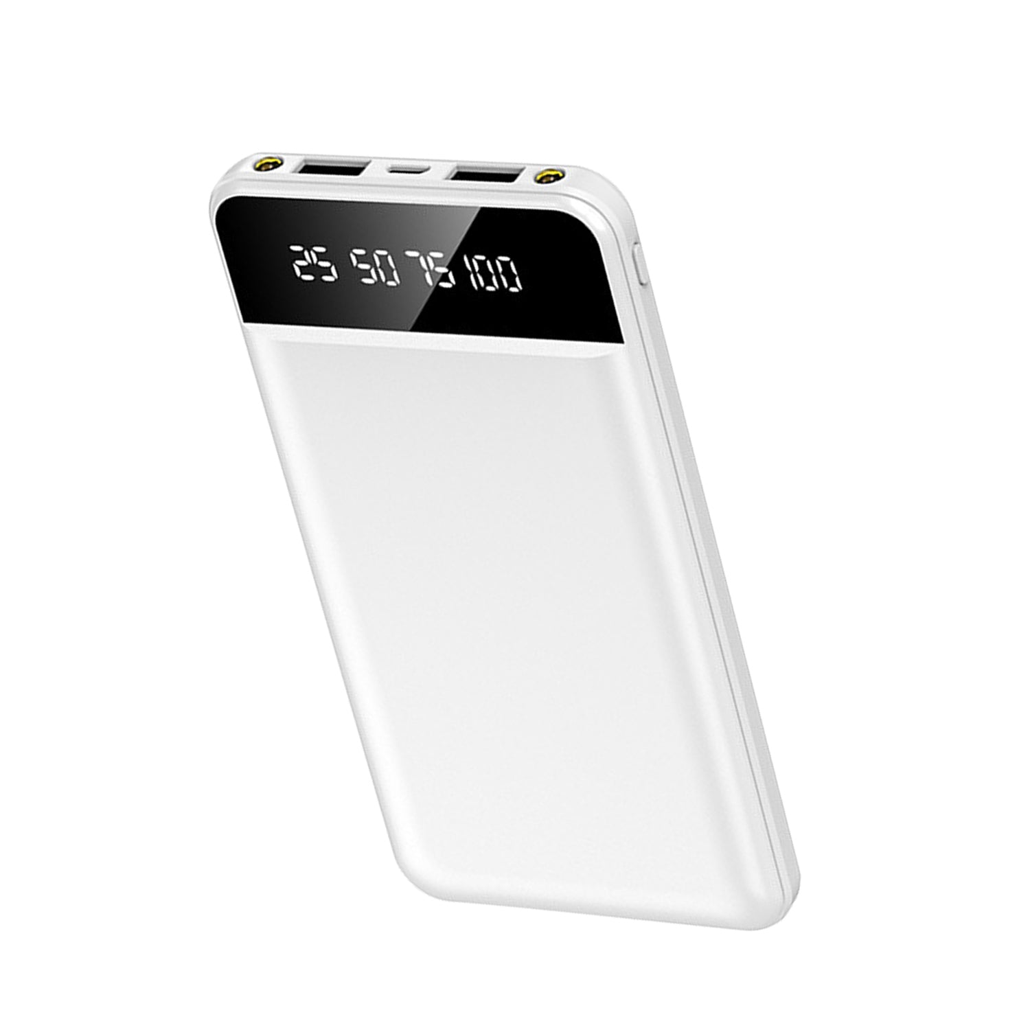 1Pc 10000mAh Power Bank Portable Ultra Slim Charger External Battery Pack With 2 USB Output Ports Charging Cable LED Flashlight Compatible With IOSPhone 15 And More