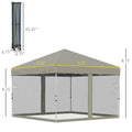 10' X 10' Pop Up Canopy Tent, Tents For Parties With Wheeled Carry Bag, Screen House Room, Height Adjustable Portable Gazebo, For Outdoor, Garden, Patio, Beige