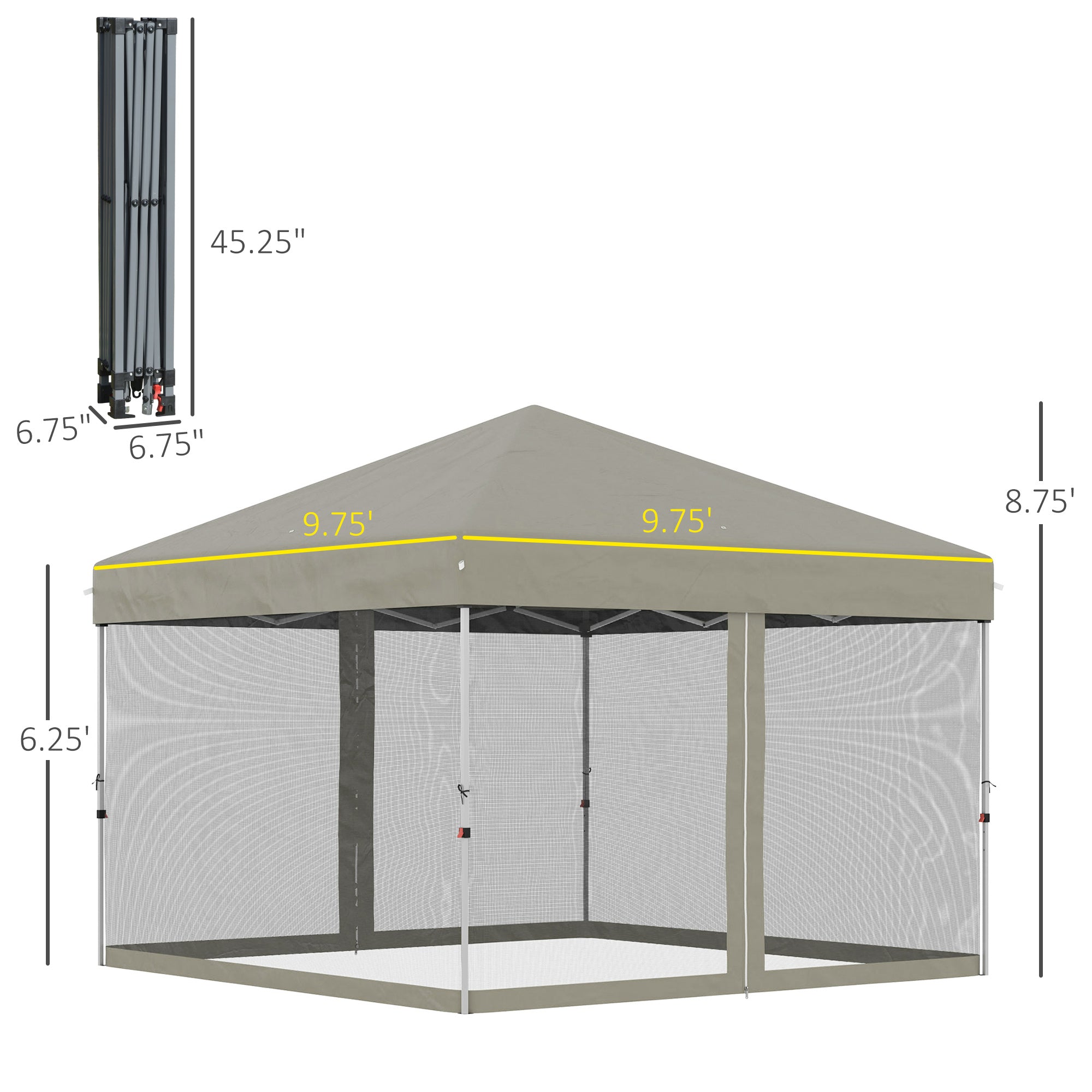 10' X 10' Pop Up Canopy Tent, Tents For Parties With Wheeled Carry Bag, Screen House Room, Height Adjustable Portable Gazebo, For Outdoor, Garden, Patio, Beige