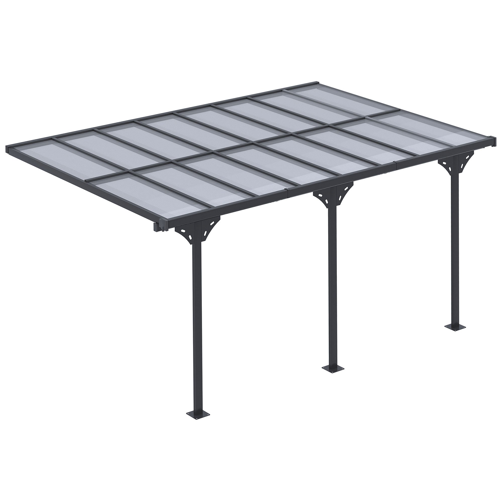 14.5 x 10 Aluminum Polycarbonate Pergola with UV Blocking for Outdoor Wall-Mounted Use, Family Shade, Gray