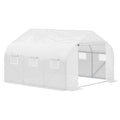 11.5 x 10 x 6.5 Outdoor Walk-in Greenhouse, Tunnel Green House with Roll-up Windows, Zippered Door, PE Cover, Heavy Duty Steel Frame, White