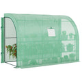 10 x 5 x 7 Lean to Greenhouse, Walk-In Green House, Plant Nursery with 2 Roll-up Doors and Windows, PE Cover and 3 Wire Shelves, Green