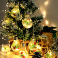 1Pc 13.78FT Christmas Snow Globe String Light Battery Powered 10 LED Bulbs Indoor Christmas Lights With Pine Needles Snowflakes Berries