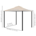 10' x 10' Patio Gazebo, Aluminum Frame Double Roof Outdoor Gazebo Canopy Shelter With Netting & Curtains, For Garden, Lawn, Backyard And Deck, Khaki