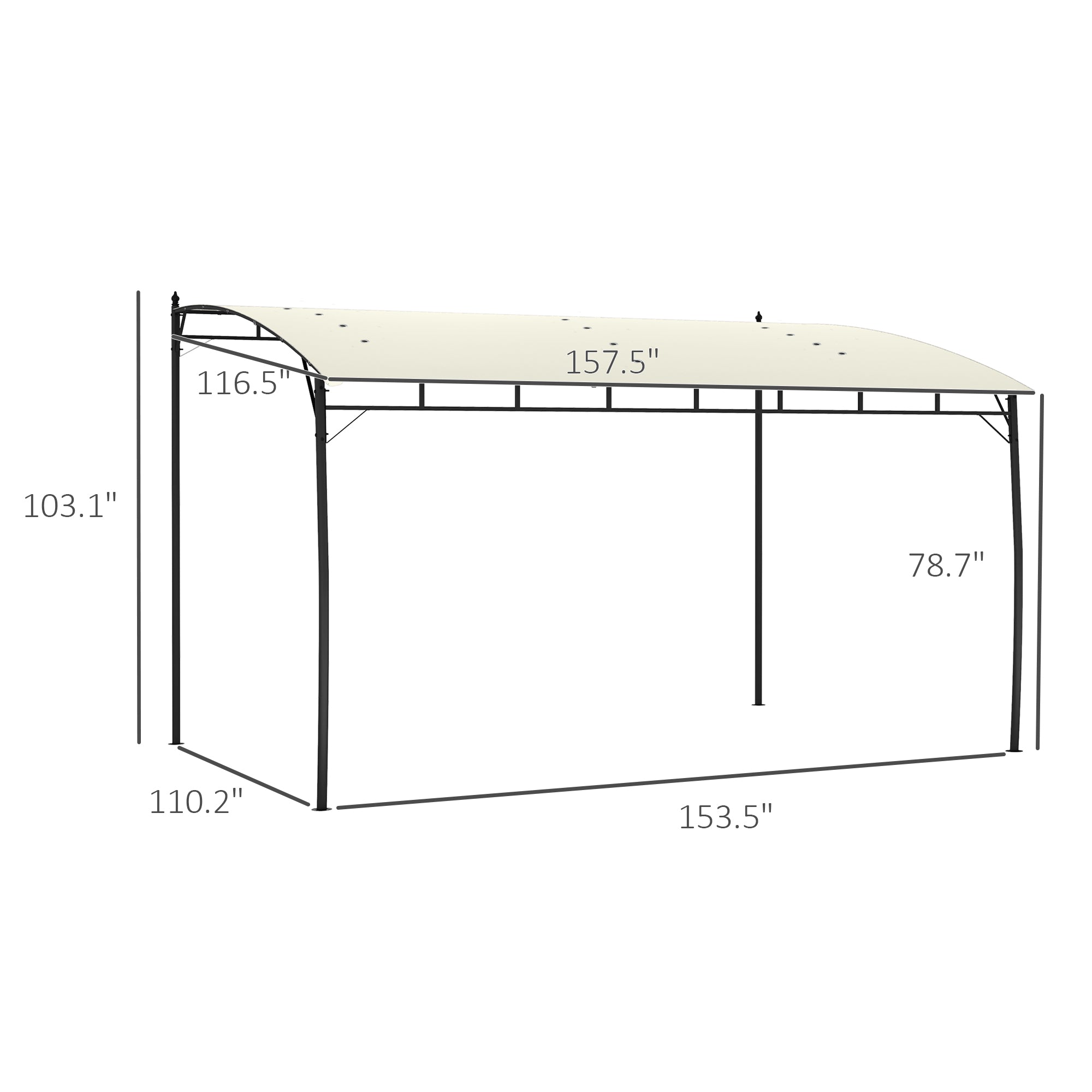 10' X 13' Outdoor Pergola Gazebo, Garden Sun Shade Shelter With Metal Frame For Porch, Patio, Deck, Backyard, Cream
