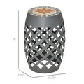 12" Patio Round Side Table, Outdoor Footstool, Garden Mosaic Accent Side Table, Plant Stand, Gray