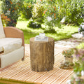 17" Tall Tree Stump End Table, Concrete Sofa Side Table for Indoor and Outdoor Use, Garden Stool