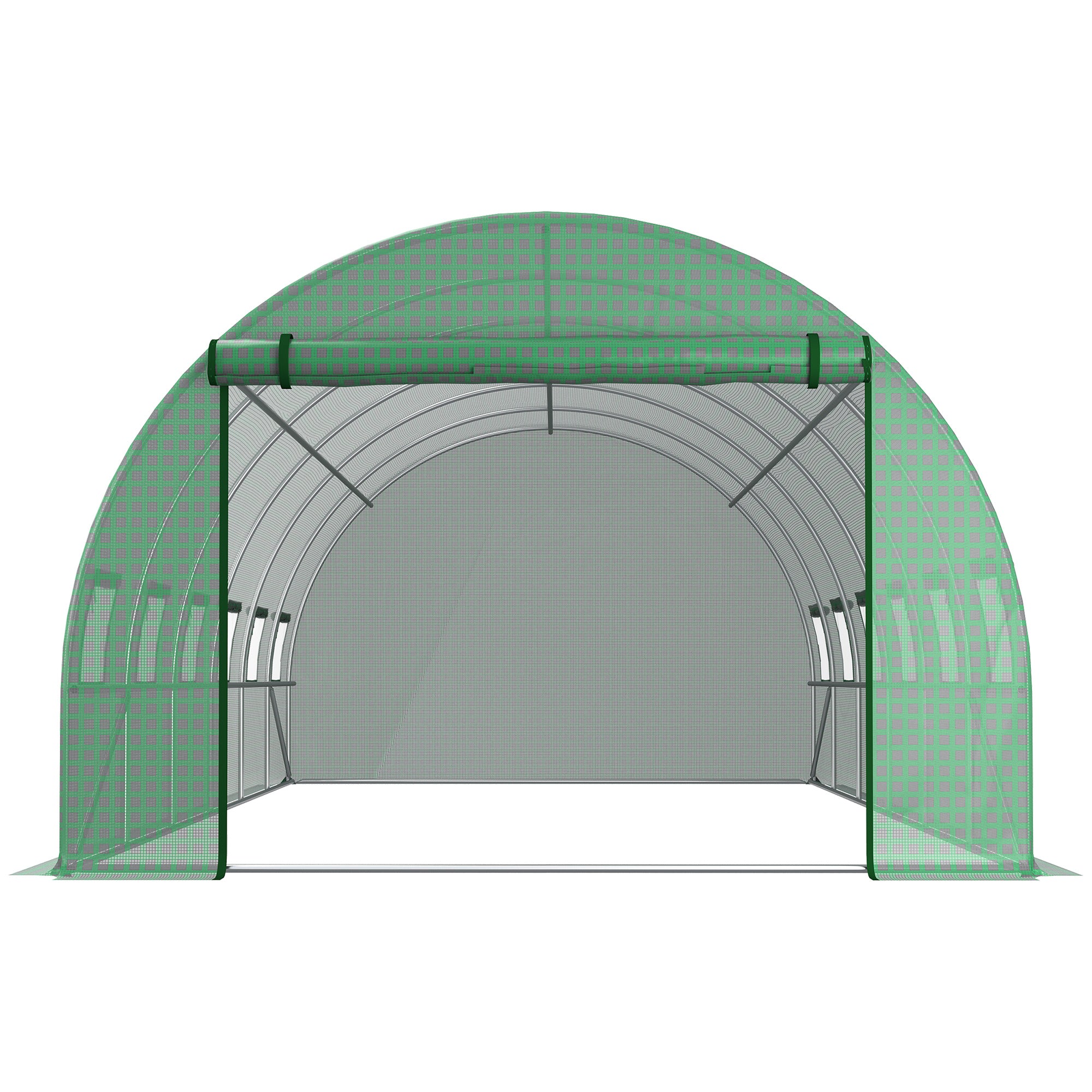 19.7 x 9.8 x 6.6 Plastic Greenhouse Cover Replacement, Heavy Duty Waterproof Tarp for Hoop House, Sheeting with 12 Windows, Door & Reinforcement Grid, Green image 7
