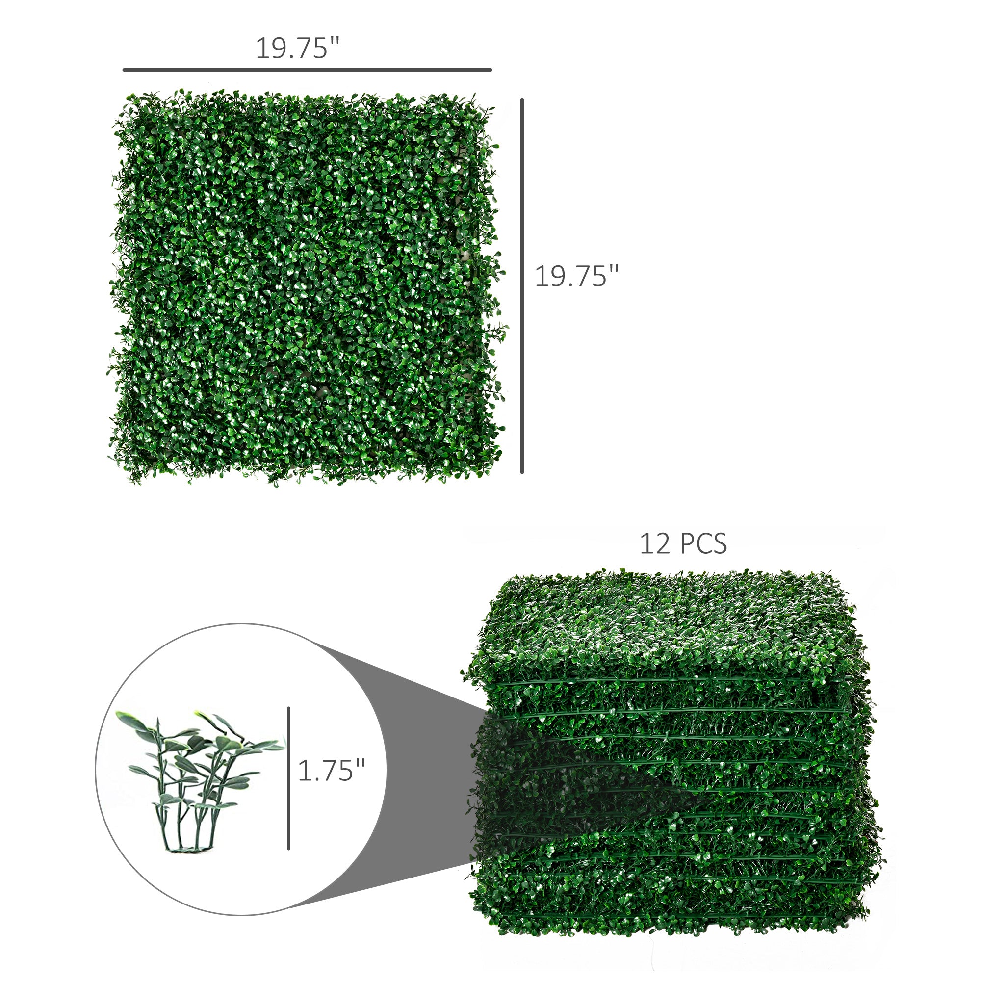 12PCs Grass Wall Panels, 20" X 20" Artificial Grass Wall Decor, Greenery Backdrop Panels Wall For Outdoor, Indoor, Garden, Fence, Backyard, Dark Green