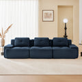 117 Modern Modular Sectional Sofa For Living Room, Corduroy Fabric,Oversized 3-Seater Couch With Deep Seat, Pearl-like Piping, Tufted Design,Buckle Connection,No Assembly,Anti-slip Design,Blue