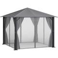 10 x 10 Patio Gazebo, Outdoor Gazebo Canopy Shelter with Netting & Curtains, Vented Roof, for Garden, Lawn, Backyard and Deck, Black