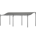 10 x 20 Wall-Mounted Outdoor Pergola Canopy, Metal Patio Canopy with Drainage Holes for Backyard, Garden, Dark Gray