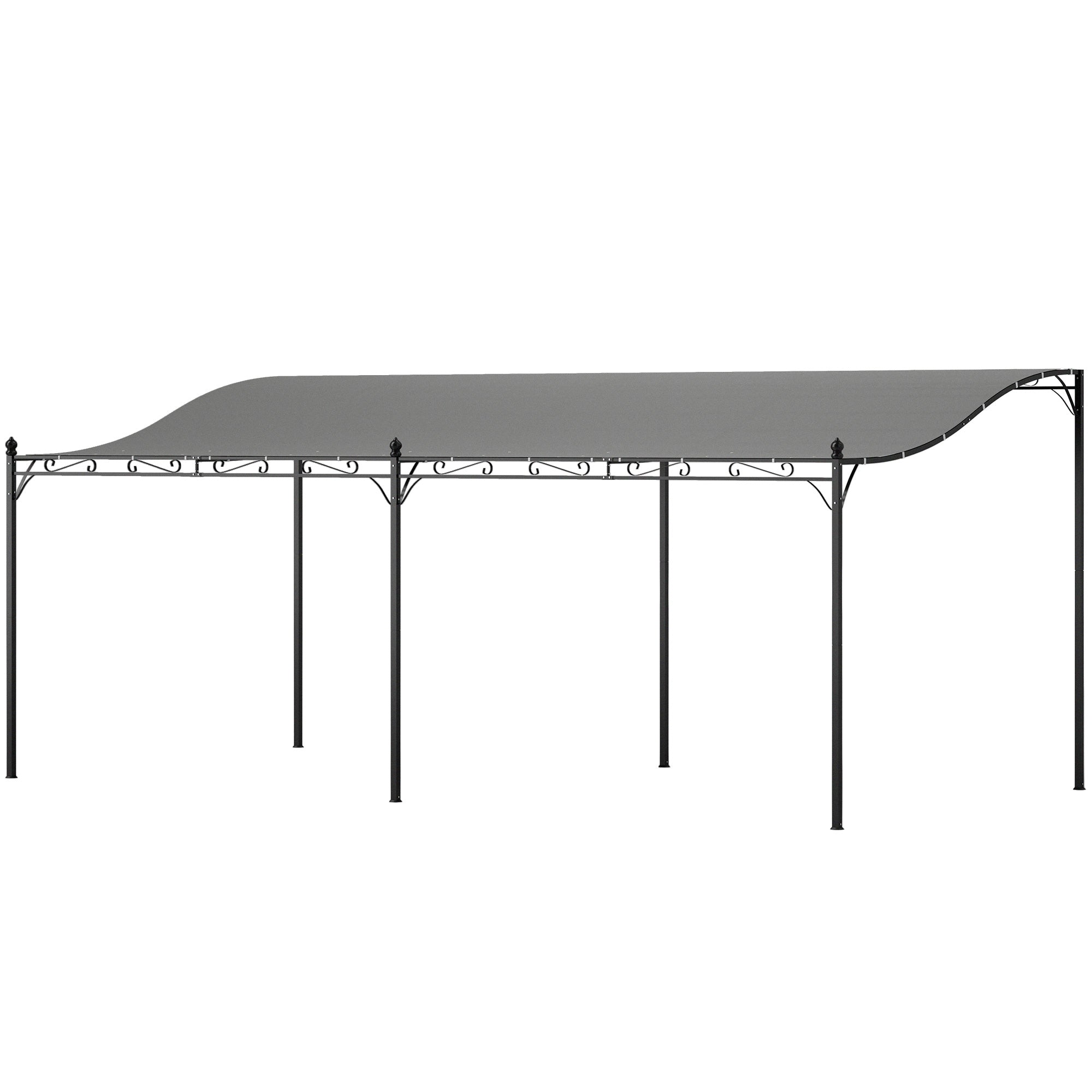 10 x 20 Wall-Mounted Outdoor Pergola Canopy, Metal Patio Canopy with Drainage Holes for Backyard, Garden, Dark Gray