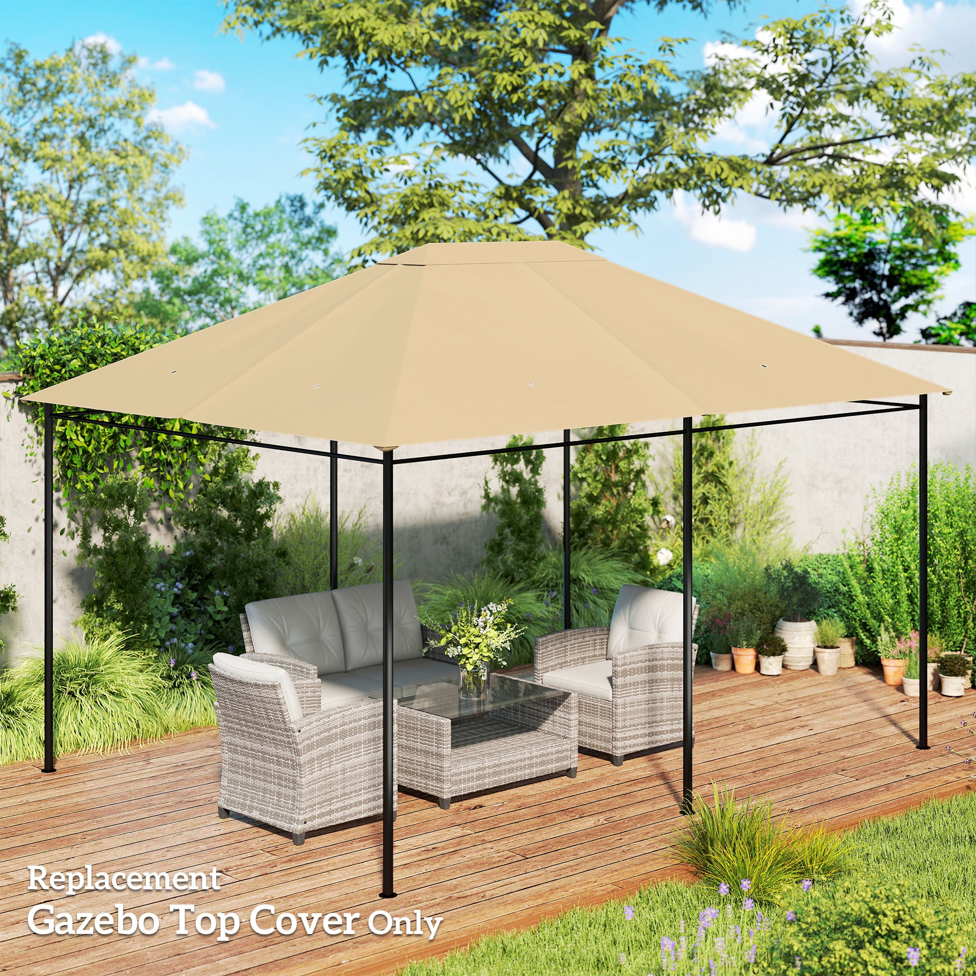 10 x 13 Gazebo Canopy Replacement Roof for 84C-116, Khaki image 2