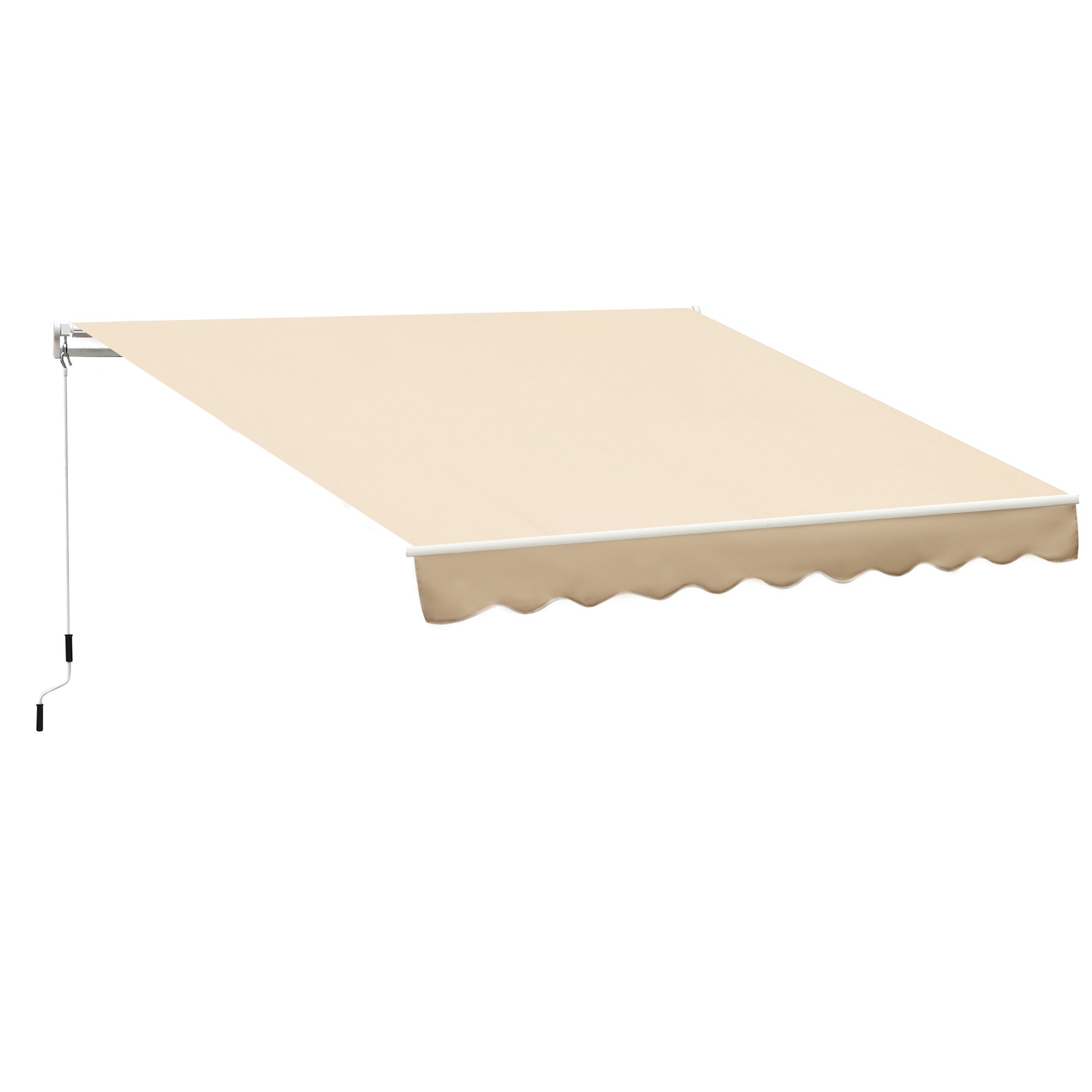 10 x 8 Retractable Awning, Patio Awnings, Sunshade Shelter w/ Manual Crank Handle, UV & Water-Resistant Fabric and Aluminum Frame for Deck, Balcony, Yard, Beige