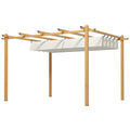 10 x 13 Retractable Pergola Canopy, Aluminum Pergola Sun Shade Shelter for Garden, Patio, Backyard, Deck, Cream