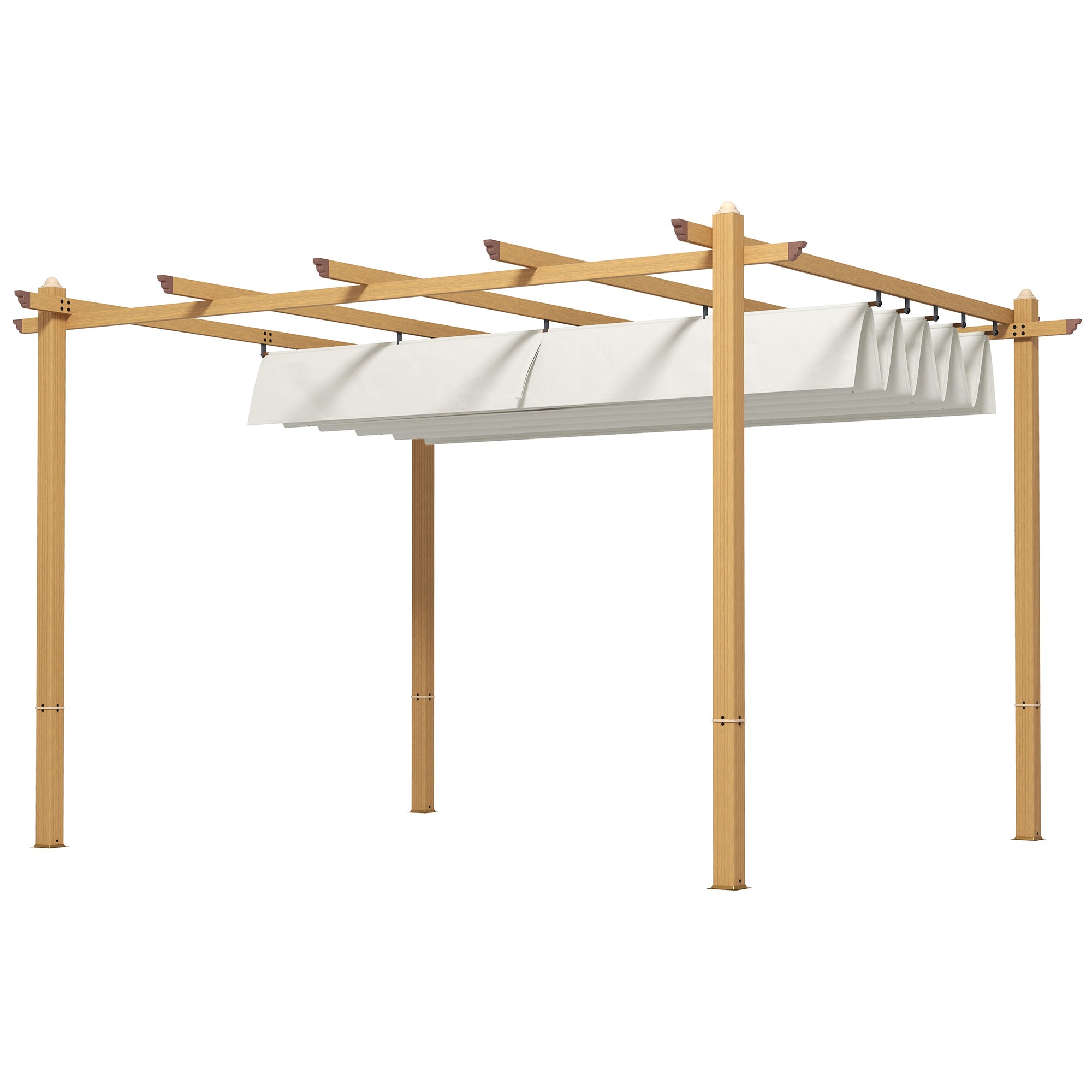 10 x 13 Retractable Pergola Canopy, Aluminum Pergola Sun Shade Shelter for Garden, Patio, Backyard, Deck, Cream