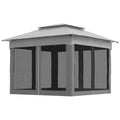 11x11 Canopy Gazebo, Portable Outdoor Patio Shelter with Zipper Mesh Privacy Netting, Carry Bag Included, for Family Use, Light Gray