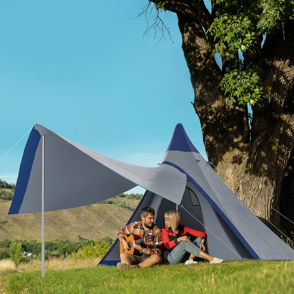 15.4x15.4x8.5 Teepee Tent, Waterproof Camping Tent with Porch Area, Floor and Carry Bag, for 2-3 Person Outdoor Backpacking Camping Hiking, Blue image 2