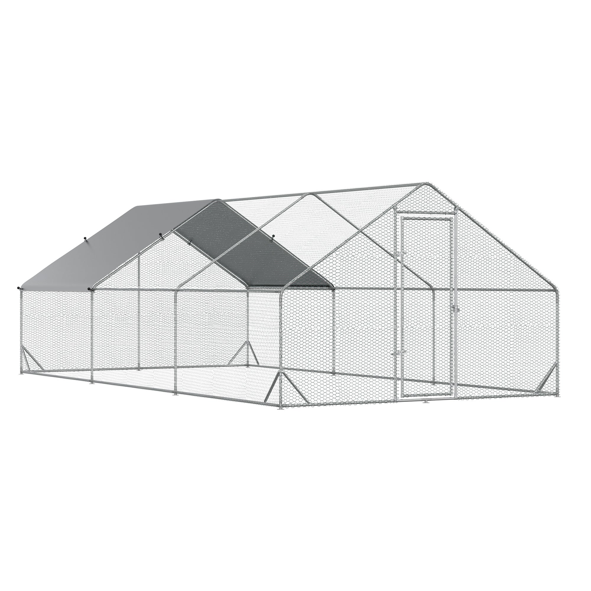 10 x 20 x 6.5 Chicken Coop Cage, Outdoor Hen House w/Cover & Lockable Door