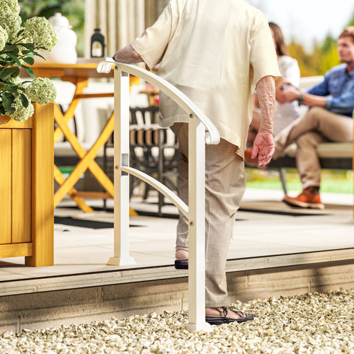 1-3 Step Metal Handrails for Outdoor Steps, Porch Deck Stair Railing with Installation Kit for Concrete Steps, White image 2