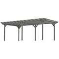12 x 20 Outdoor Pergola, Wood Gazebo Grape Trellis with Stable Structure for Climbing Plant Support, Gray