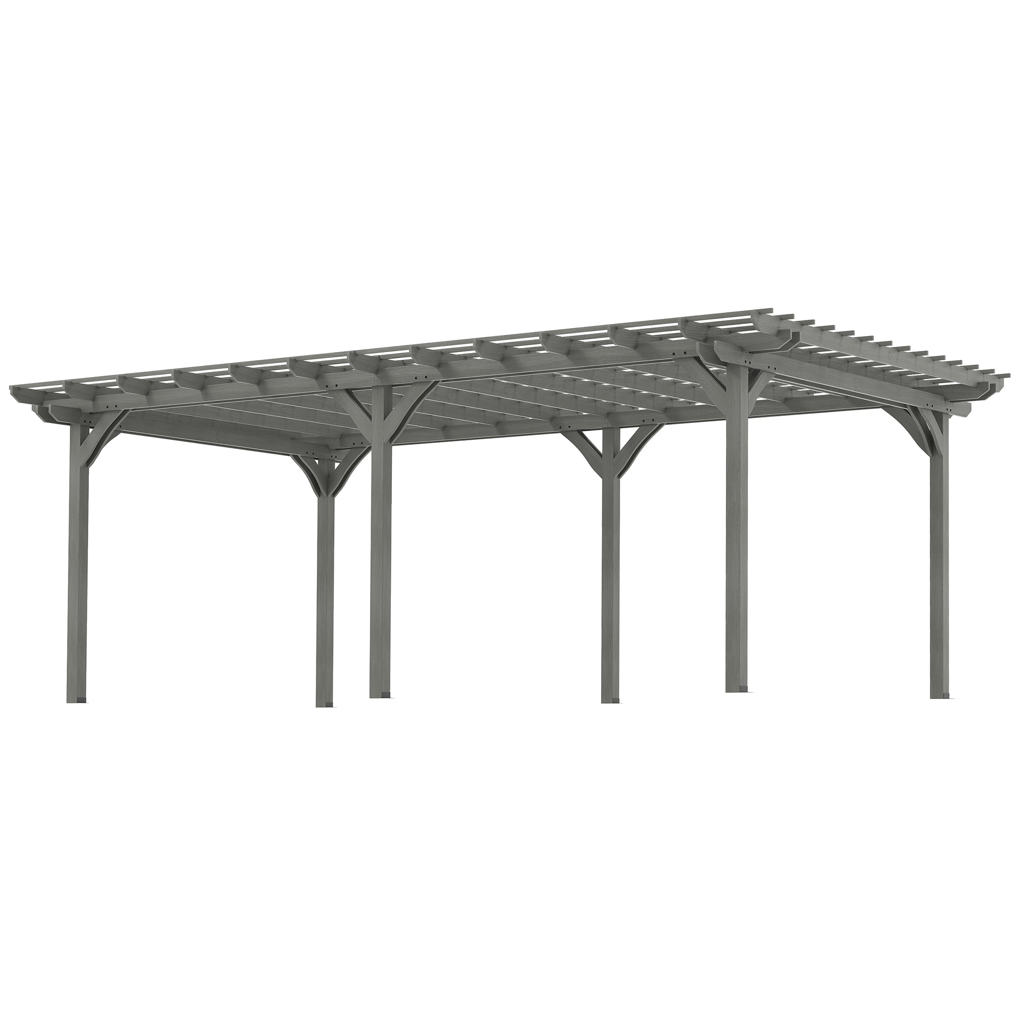 12 x 20 Outdoor Pergola, Wood Gazebo Grape Trellis with Stable Structure for Climbing Plant Support, Gray