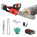 1Pc 12Inch Electric Cordless Chainsaw With 2Pcs 21V 3000mAh Battery And Charger Brushless Battery Operated Handheld Chainsaw With Auto Oiler Safety Switch For Tree Trimming Wood Cutting