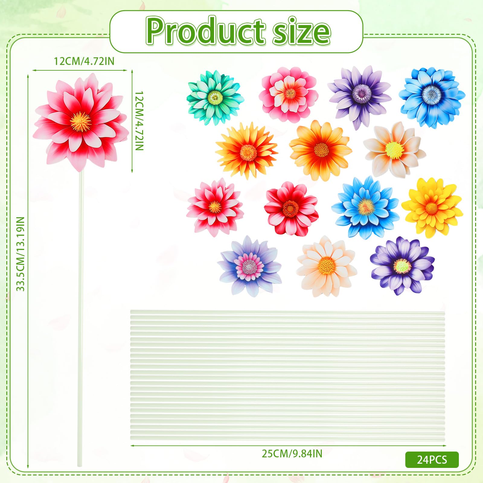 14Pcs Summer Flower Garden Stakes, Colorful Planter Stakes, Decorative Garden Yard Stakes For Outdoor Lawn Patio Pathway Flower Pots, Spring Summer Garden Decor Flowers Outdoor Decor Clearance