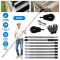 11.5FT Gutter Cleaning Brush With Telescoping Handle Rain Gutter Cleaner Extendable Gutter Cleaning Tool From The Ground With 2 Angled Brushes Anti-slip Gloves Goggles GPCT5351