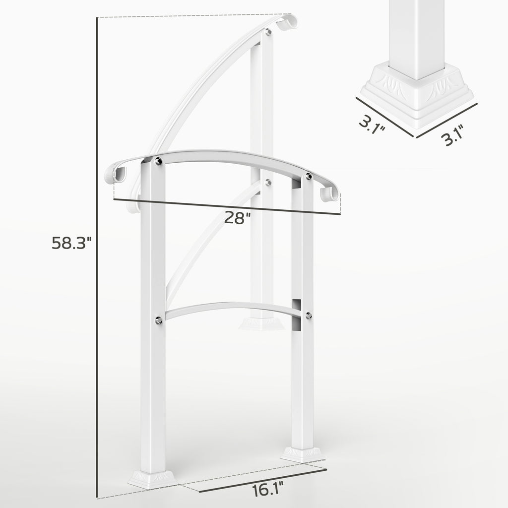 1-3 Step Metal Handrails for Outdoor Steps, Porch Deck Stair Railing with Installation Kit for Concrete Steps, White image 3