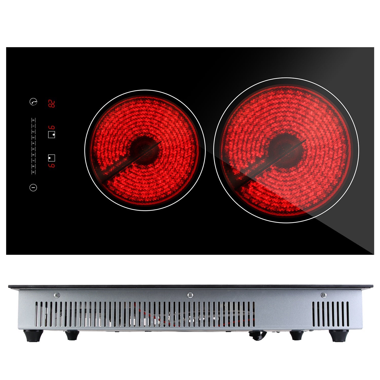 1Pc Dual Induction Burners Electric Cooktop 110V Total 1900W Electric Stove Built In Electric Ceramic Stove With Timer Setting 9 Firepower Levels Over Heating Protection