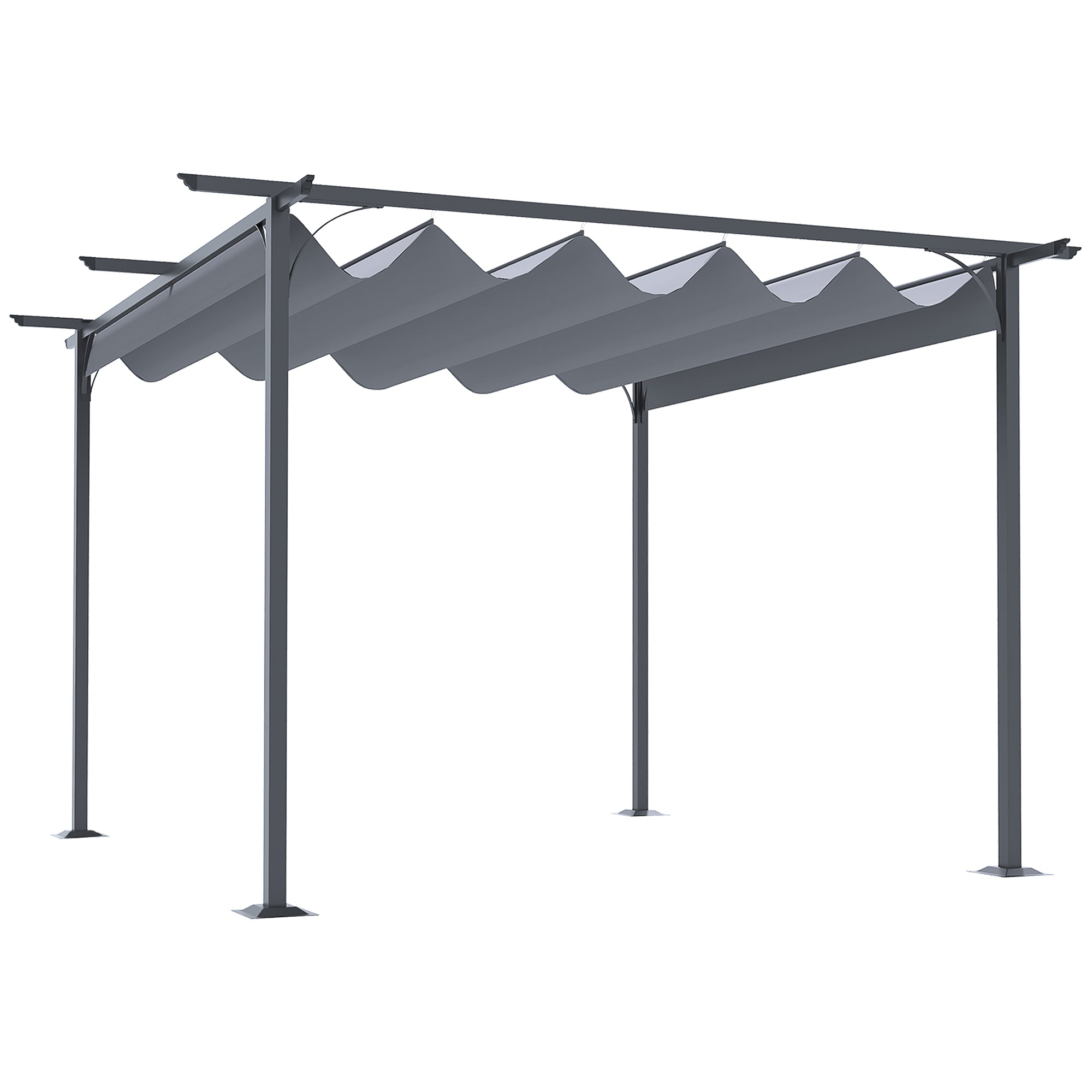 11.5 x 11.5 Outdoor Retractable Pergola Canopy, Metal Patio Shade Shelter for Backyard, Porch Party, Garden, Grill Gazebo, Gray