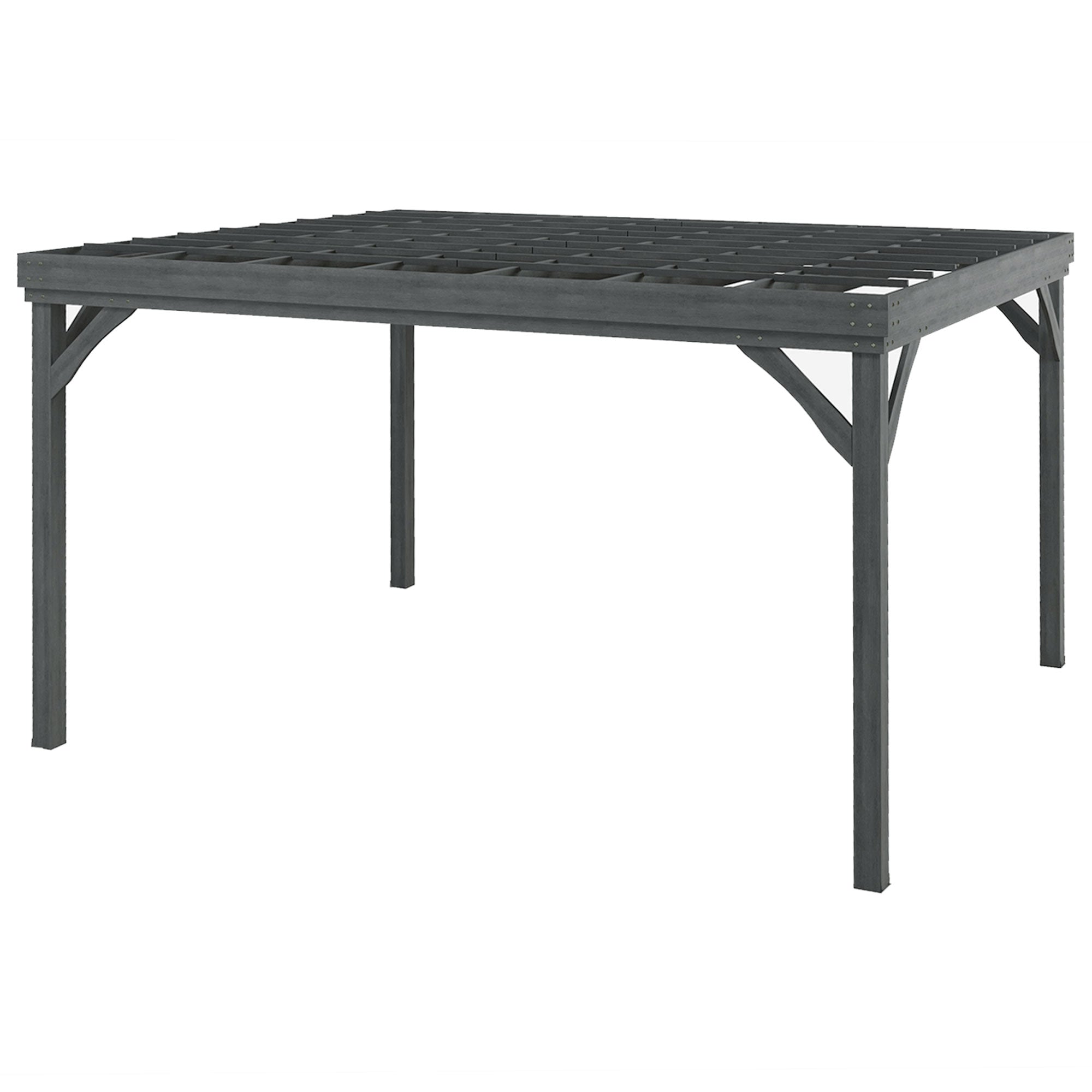 10 x 12 Outdoor Wooden Pergola, Grape Vine Gazebo with Concrete Anchors for Garden, Patio, Backyard, Deck, Gray