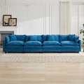 Cloud Sofa 4 Seats Ottoman Is Not Included, Modern Sectional Couch, For Living Room Bedroom And Apartment, Comfy Double Layer Upholstered Seat Cushion, Breathable Chenille Fabric, Blue,SW5014BL
