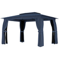10 x 12 Outdoor Patio Gazebo, Soft Top Gazebo Canopy Shelter with Curtains, Netting, Steel Frame, Hooks, Blue