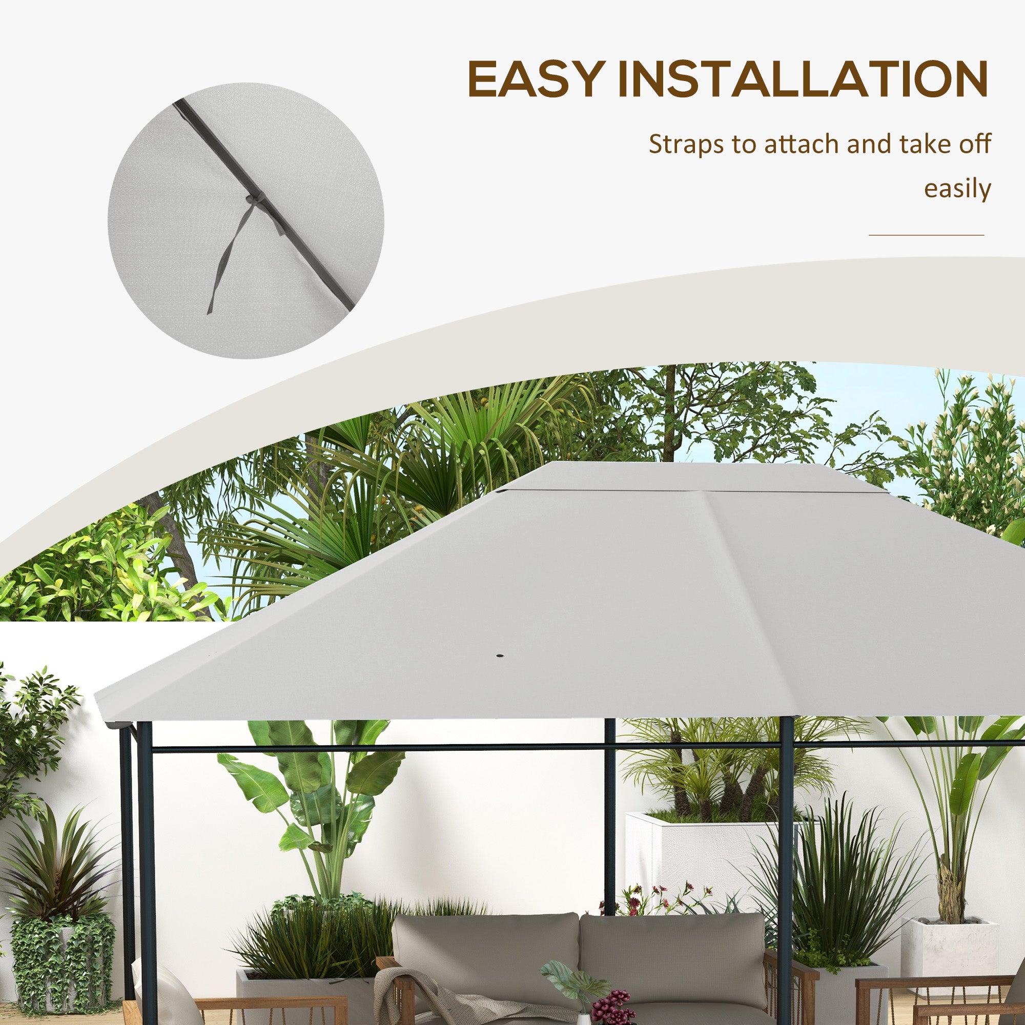 10 x 13 Gazebo Canopy Replacement Roof for 84C-116, Light Gray image 5