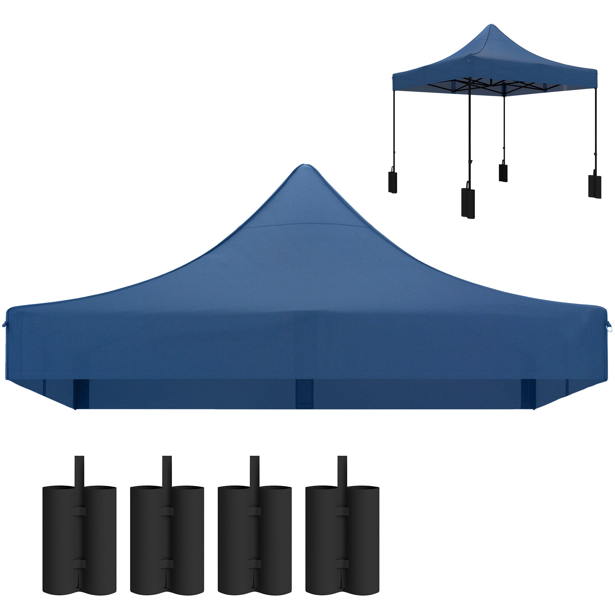 10 x 10 Replacement Canopy Top for Pop Up Canopy Tent with 4 Sand Bags, UPF50+ Protection, Navy Blue