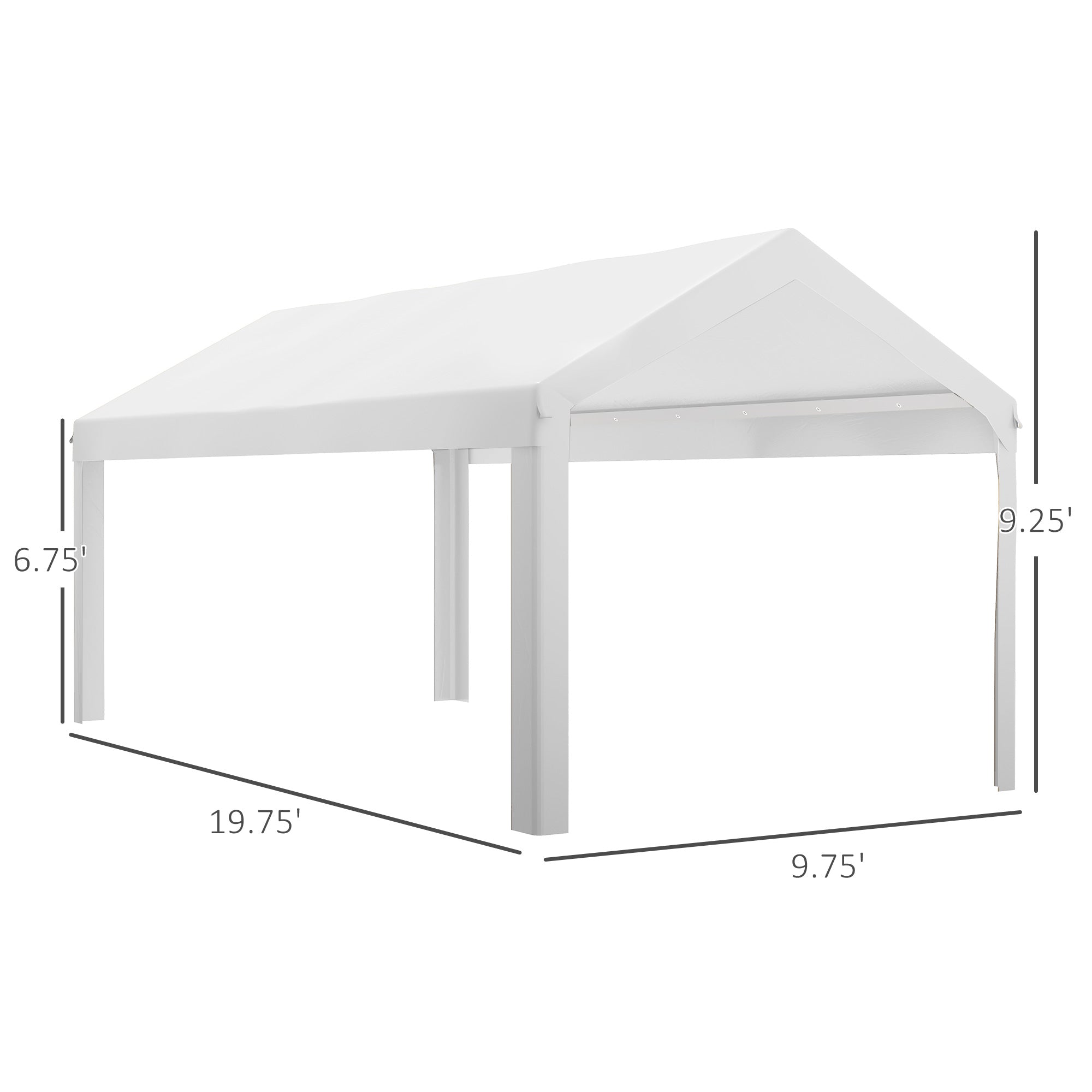 10 x 20ft Carport Roof, UV Resistant Canopy Replacement, Fits 84C-378V00 and 84C-206 Series, White image 3